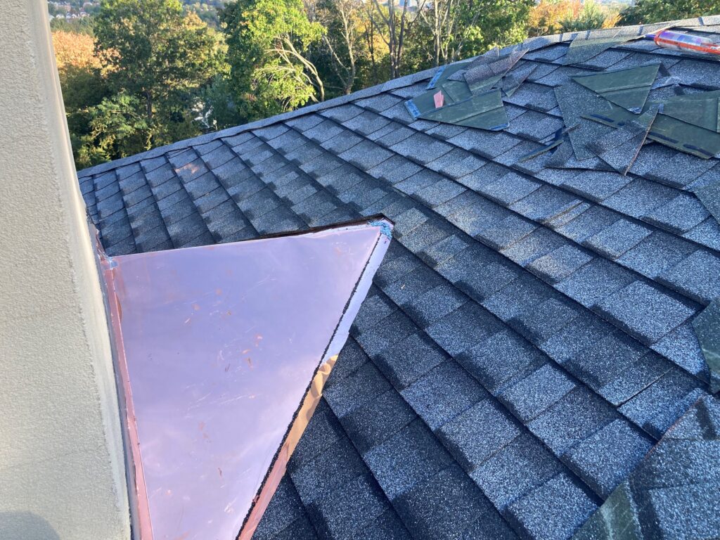 Copper flashing by Ed & B Construction and Roofing in New Britain CT